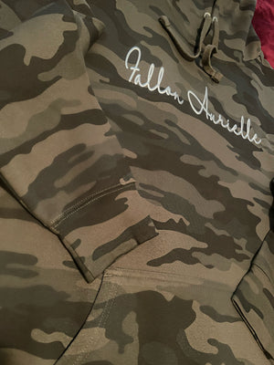 Fallon Aurielle Unisex Signature War Hoodie (Olive Green, Black & Metallic Silver Camo)