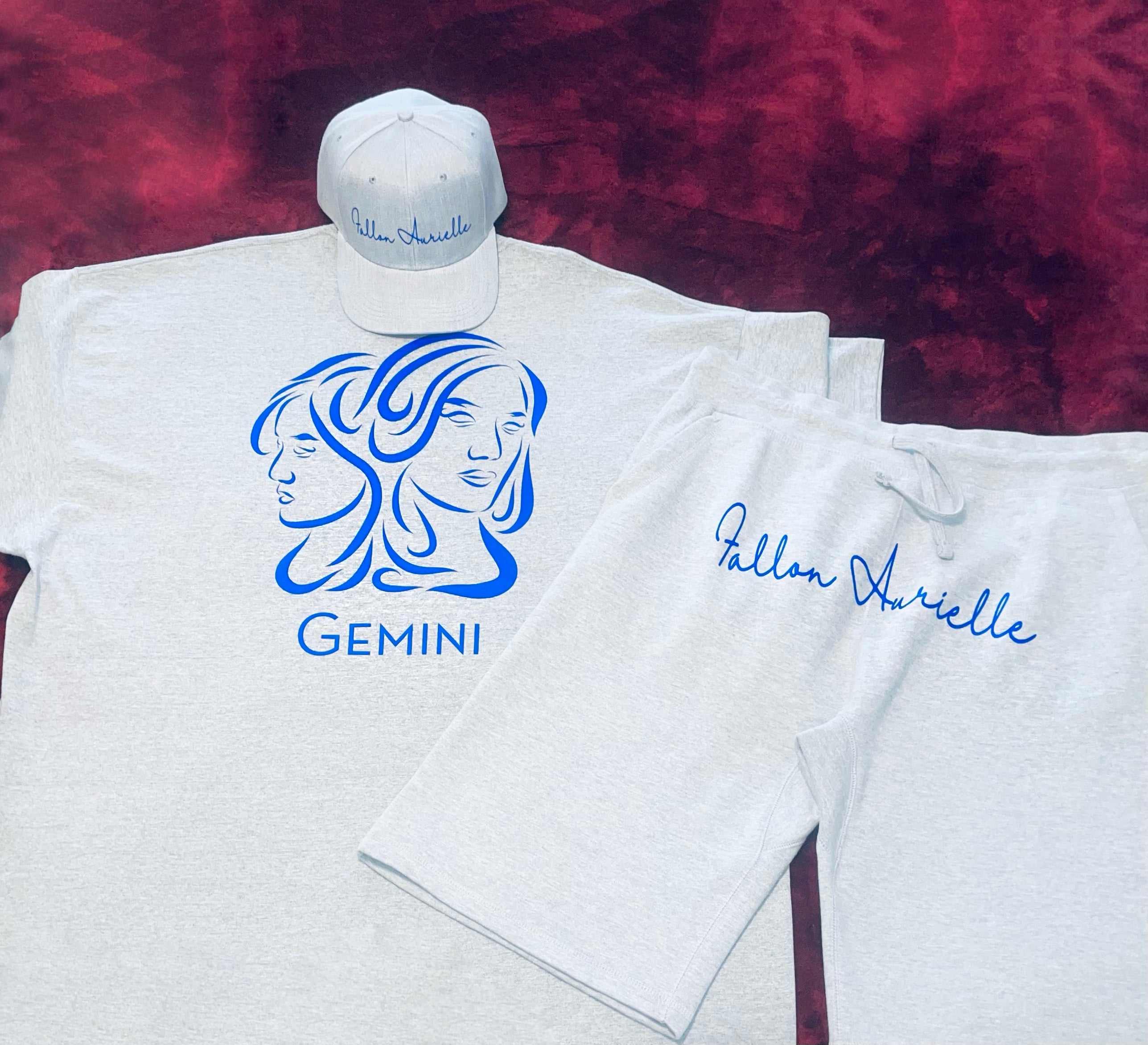 Fallon Aurielle Unisex Signature 3 Piece Gemini Twins & Name Zodiac Set (Gray & Royal Blue)