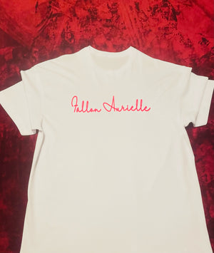 Fallon Aurielle Unisex Signature T-Shirt (White & Neon Pink)