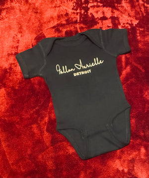 Fallon Aurielle Baby Unisex Signature Detroit Rep Yo Set Onesie (Black & Gold)