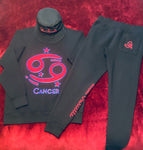 Fallon Aurielle Unisex Signature Cancer Logo & Name Zodiac Jogger Set (Black, Red & Blue)