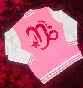 Fallon Aurielle Unisex Signature Capricorn Zodiac Jacket (Pink, Red Sparkle & White)