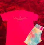 Fallon Aurielle Signature Detroit Tie Dye Biker Short Set (Hot Pink, Gold, Blue & Yellow Tie Dye)