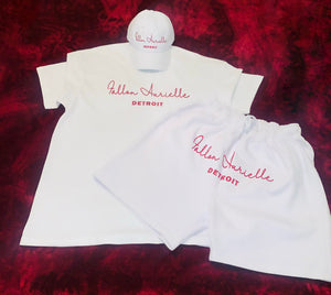 Fallon Aurielle Unisex Signature Detroit T-Shirt (White & Red Sparkle)