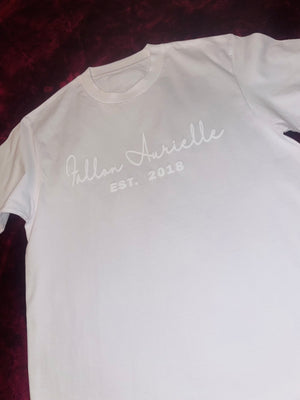 Fallon Aurielle Unisex Signature EST. 2018 T-Shirt (White On White)