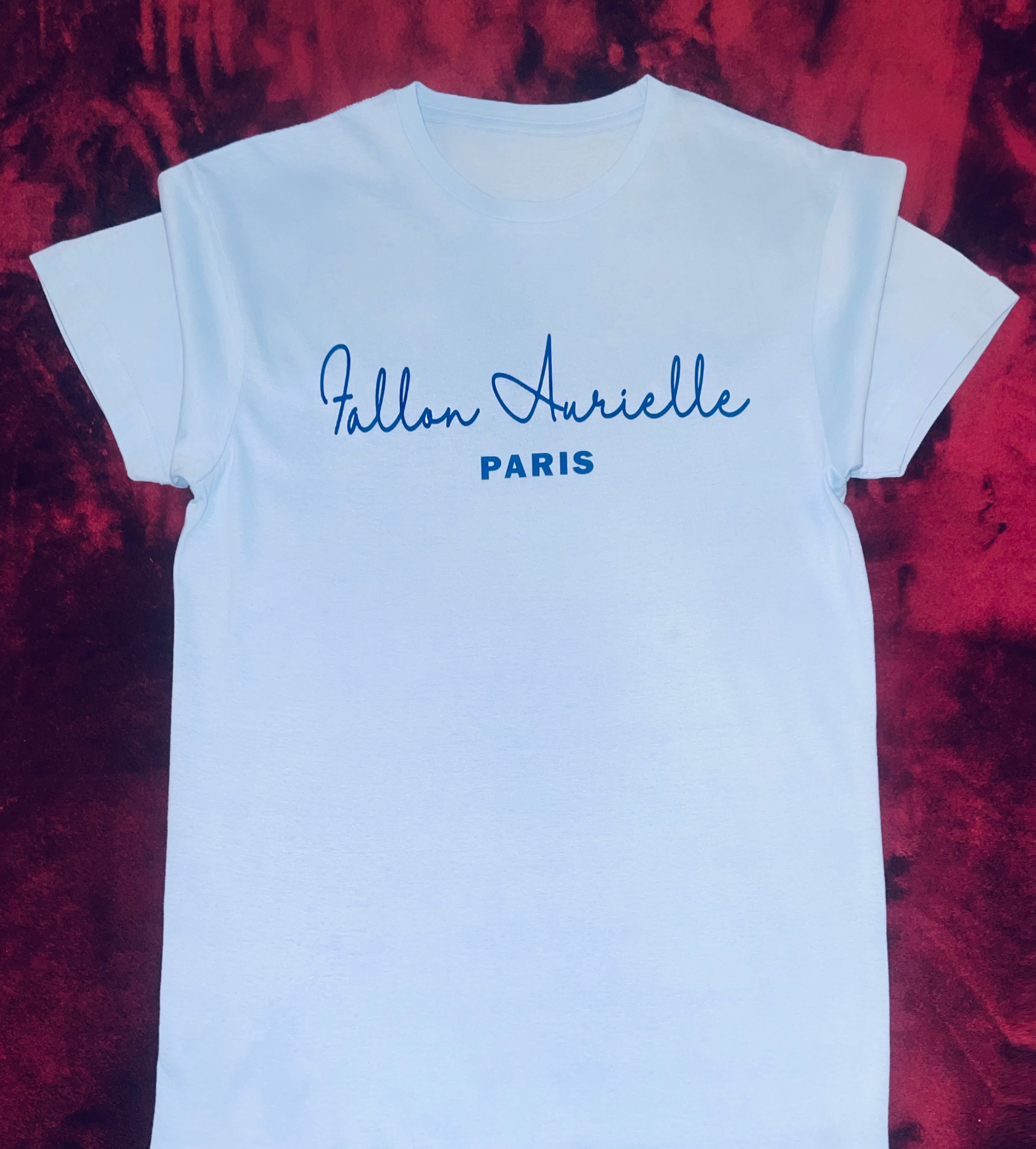 Fallon Aurielle Unisex Signature Paris T-Shirt (Powder Blue & Navy)