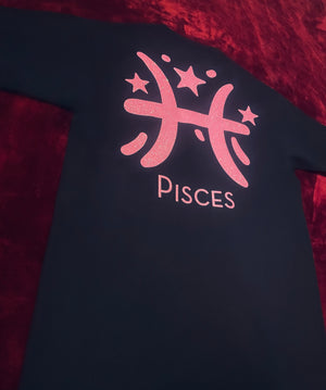 Fallon Aurielle Signature 3 Piece Pisces Logo & Name Zodiac Tie Dye Biker Short Set (Black, Pink & Mermaid Color Tie Dye)