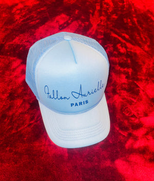 Fallon Aurielle Signature Paris Trucker Snapback Hat (Powder Blue & Navy)