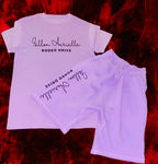 Fallon Aurielle Unisex Signature Rodeo Drive Short Set (Lavender & Black Sparkle)