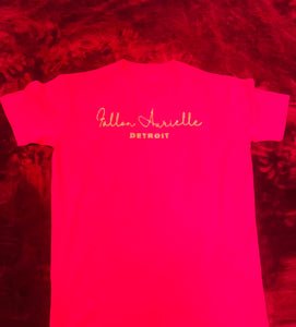 Fallon Aurielle Unisex Signature Detroit T-Shirt (Hot Pink & Gold Sparkle)