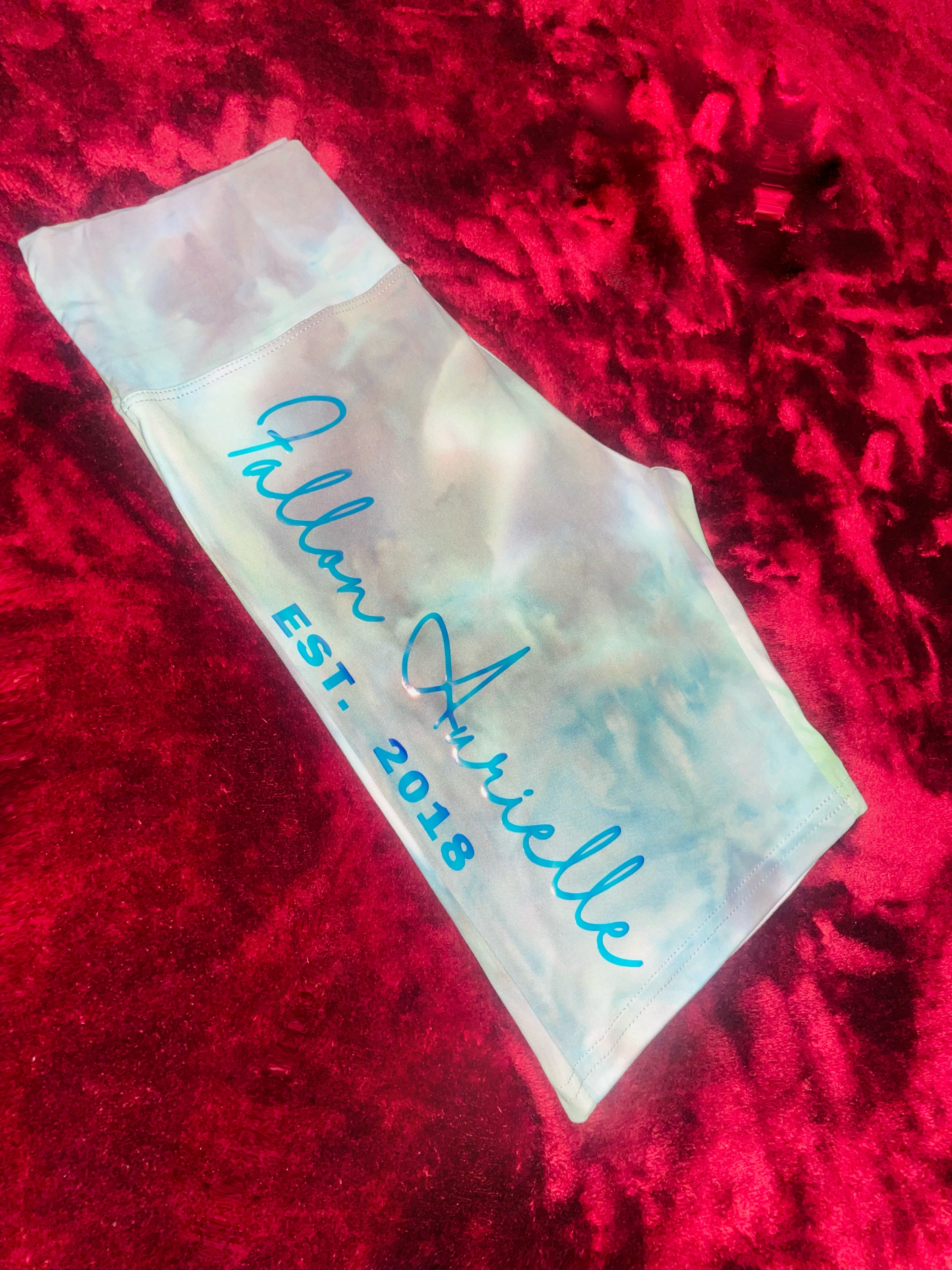 Fallon Aurielle Signature EST. 2018 Tie Dye Biker Shorts (Gray, Holographic & Green Tie Dye)