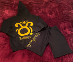 Fallon Aurielle Unisex Signature Taurus Logo & Name Zodiac Hoodie Short Set (Black & Yellow)