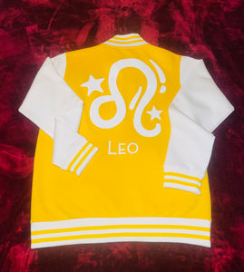 Fallon Aurielle Unisex Signature Leo Logo & Name Zodiac Jacket (Mustard Yellow & White)