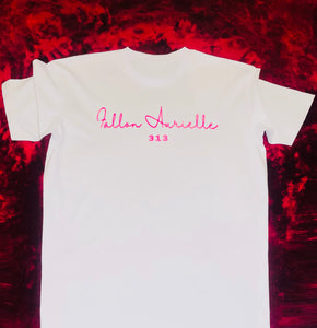 Fallon Aurielle Unisex Signature 313 T-Shirt (White & Pink)