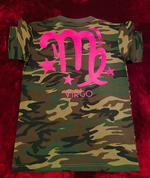 Fallon Aurielle Signature 3 Piece Virgo Logo & Name Zodiac Leggings Set (Camo & Neon Pink)