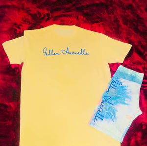 Fallon Aurielle Signature Tie Dye Biker Short Set (Yellow & Blue Tie Dye)