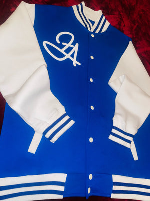 Fallon Aurielle Unisex Signature Aquarius  Logo & Name Zodiac Jacket (Royal Blue & White)