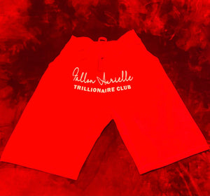 Fallon Aurielle Unisex Signature V-Neck 3 Piece Trillionaire Club Short Set (Red & White)