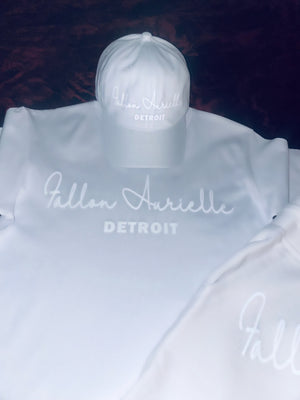 Fallon Aurielle Unisex Signature 3 Piece Detroit Short Set (White On White)
