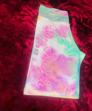 Fallon Aurielle Signature 313 Tie Dye Biker Shorts (Pink & Turquoise Tie Dye)