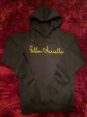 Fallon Aurielle Unisex Signature Taurus Logo & Name Zodiac Hoodie (Black & Yellow)