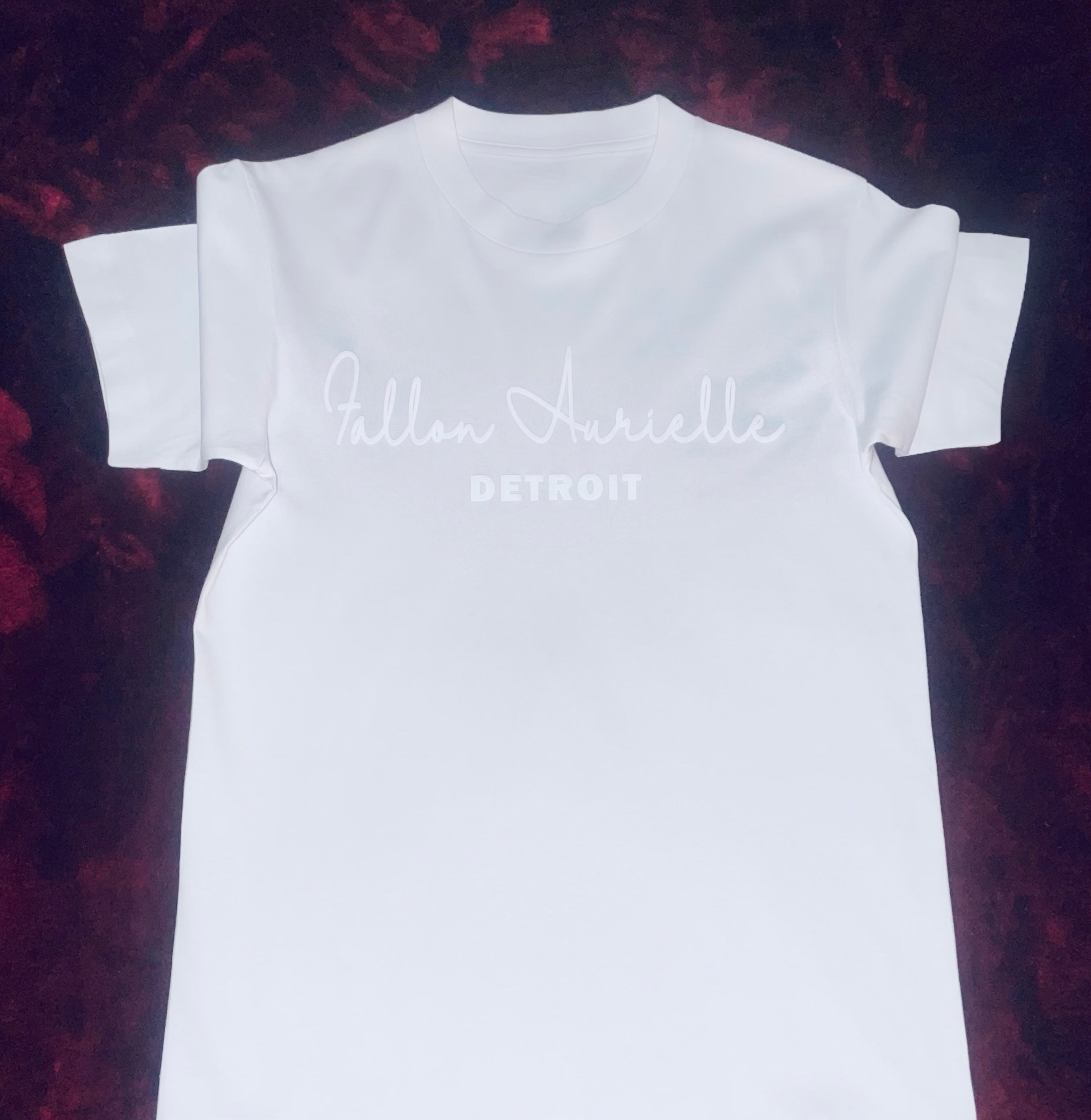Fallon Aurielle Signature Detroit T-Shirt (White On White)