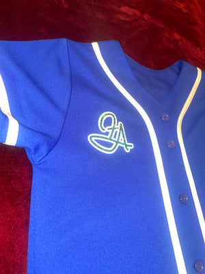F.A. & Fallon Aurielle 6 Unisex Signature Baseball Jersey (Royal Blue, Aqua Blue & White)
