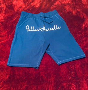 Fallon Aurielle Unisex Signature Shorts (Royal Blue & White)