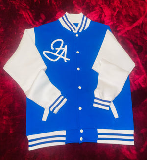 Fallon Aurielle Unisex Signature Aquarius Logo & Name Zodiac Jacket Jogging Set (Royal Blue & White)