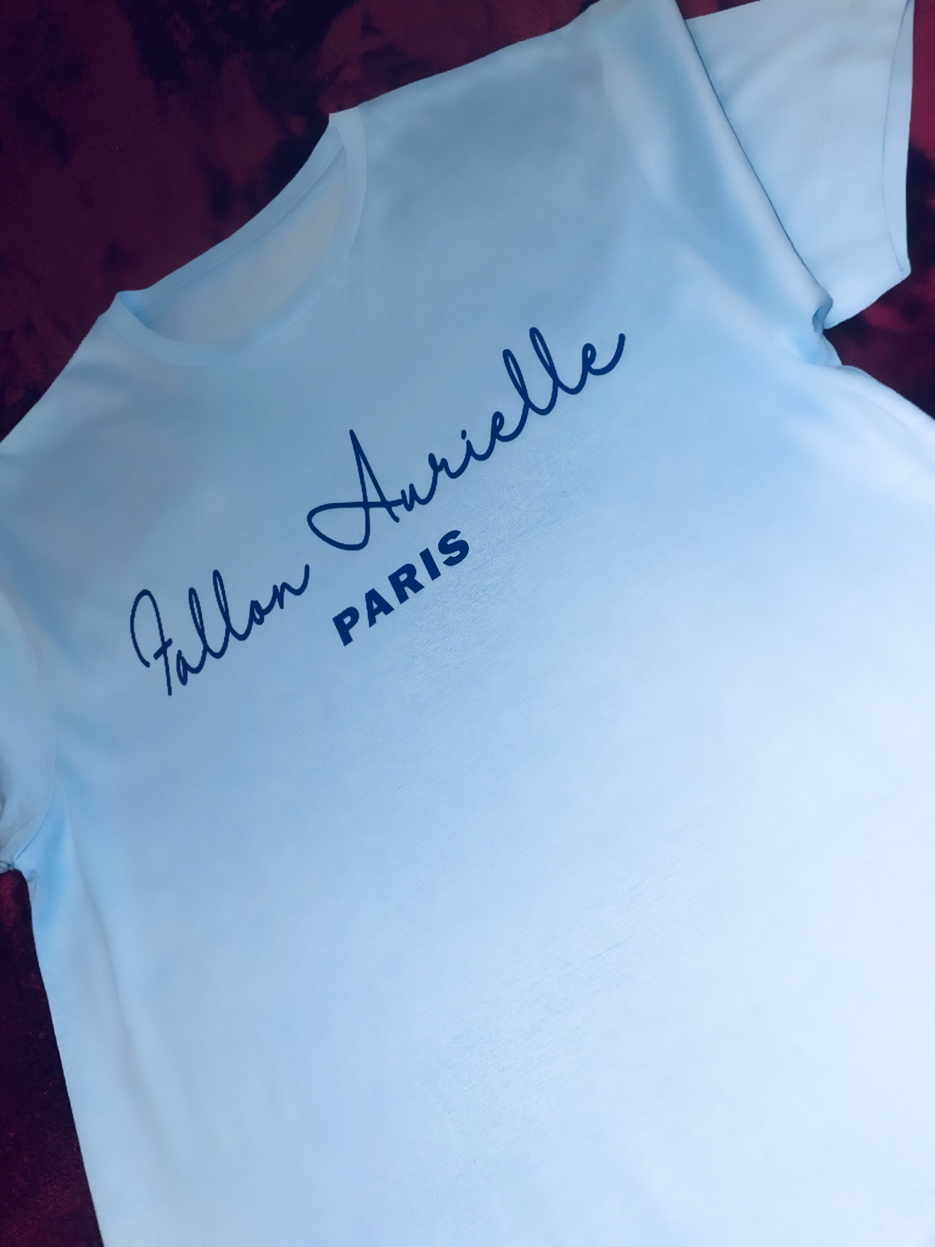 Fallon Aurielle Unisex Signature Paris T-Shirt (Powder Blue & Navy)