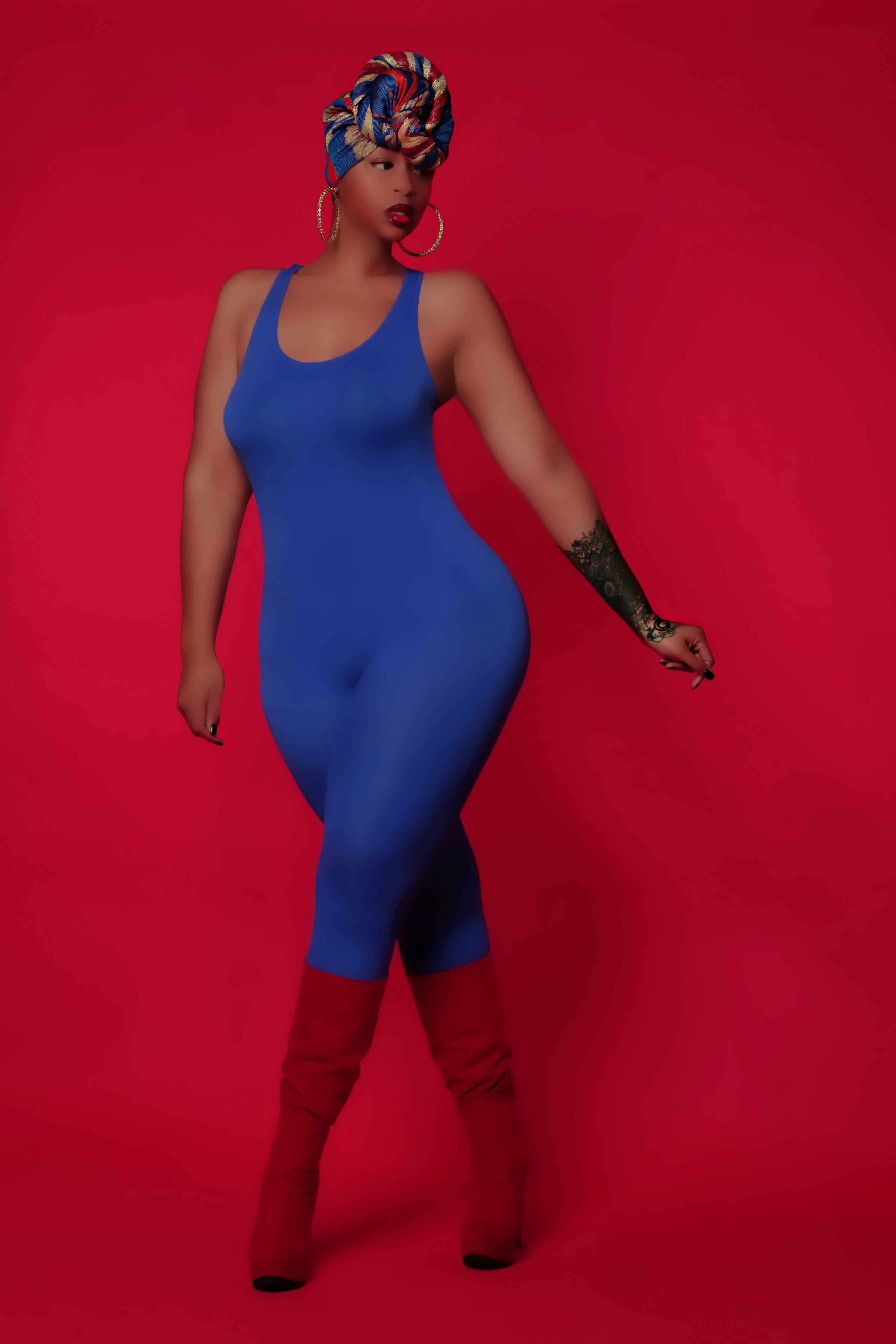 Fly Girl Jumpsuit (Red & Royal Blue)