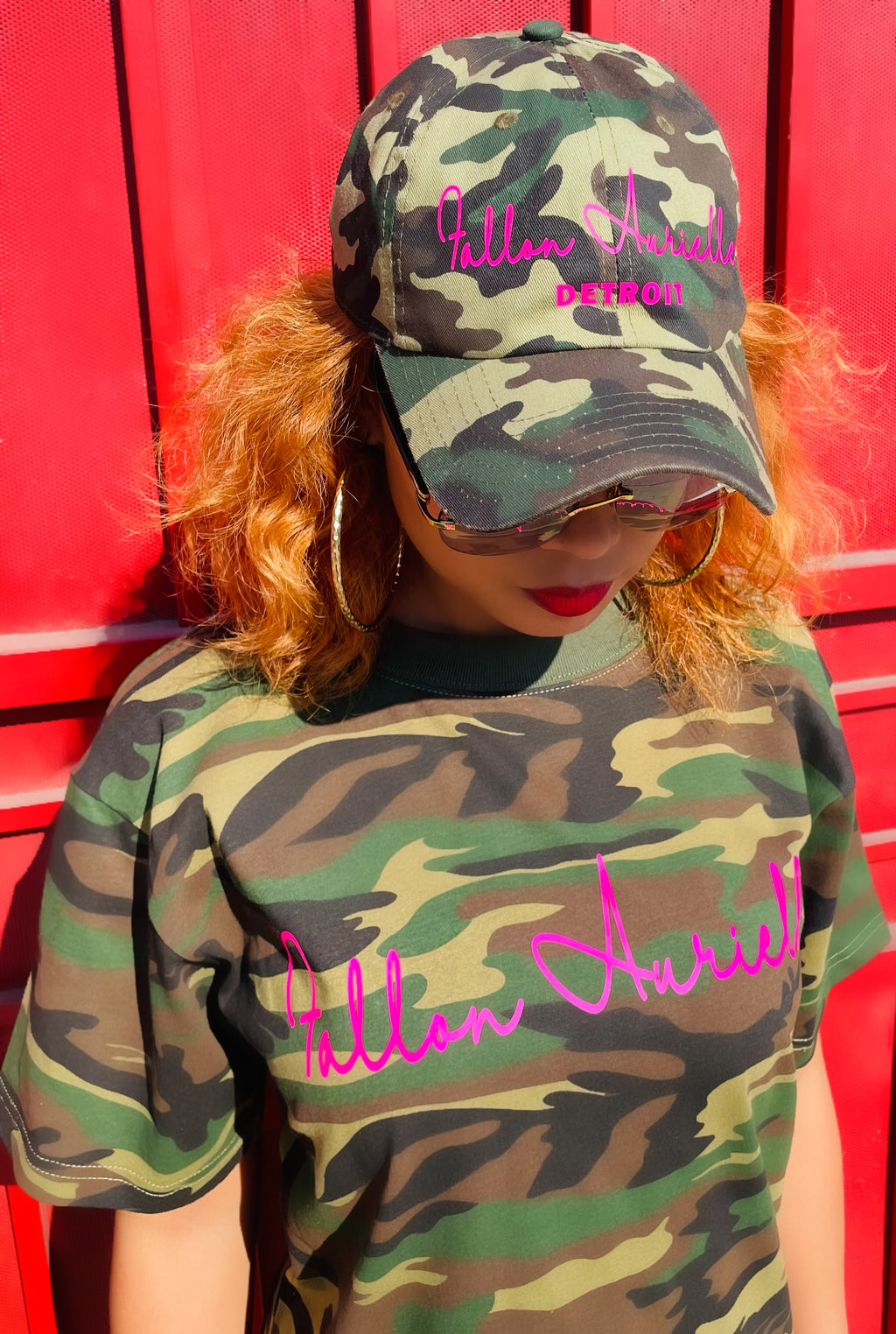 Fallon Aurielle Signature Detroit Dad Hat (Camo & Neon Pink)