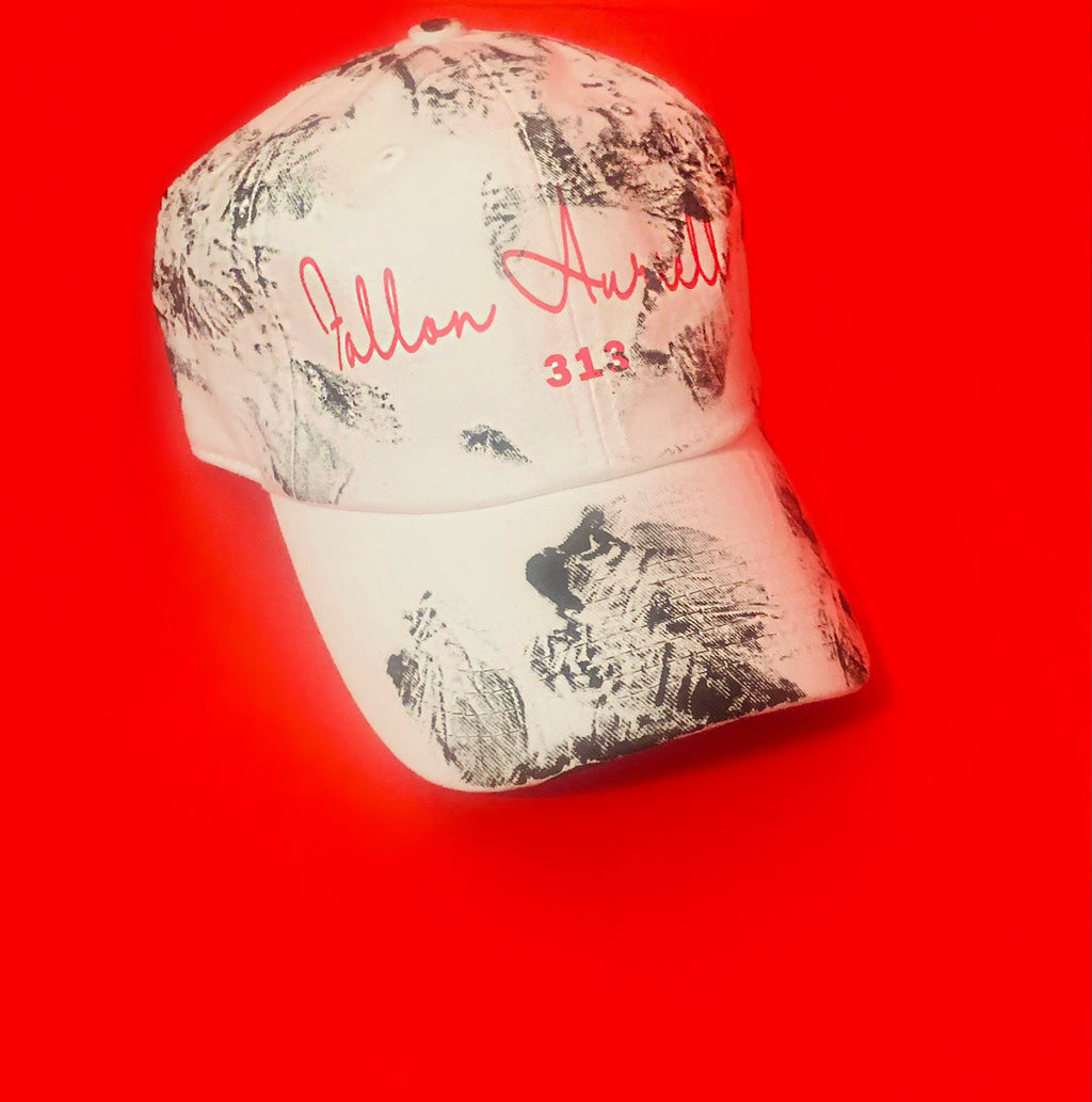 Fallon Aurielle Signature 313 Dad Hat (White, Red & Black)