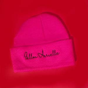 Fallon Aurielle Signature Beanie Hat (Barbie Pink & Black)
