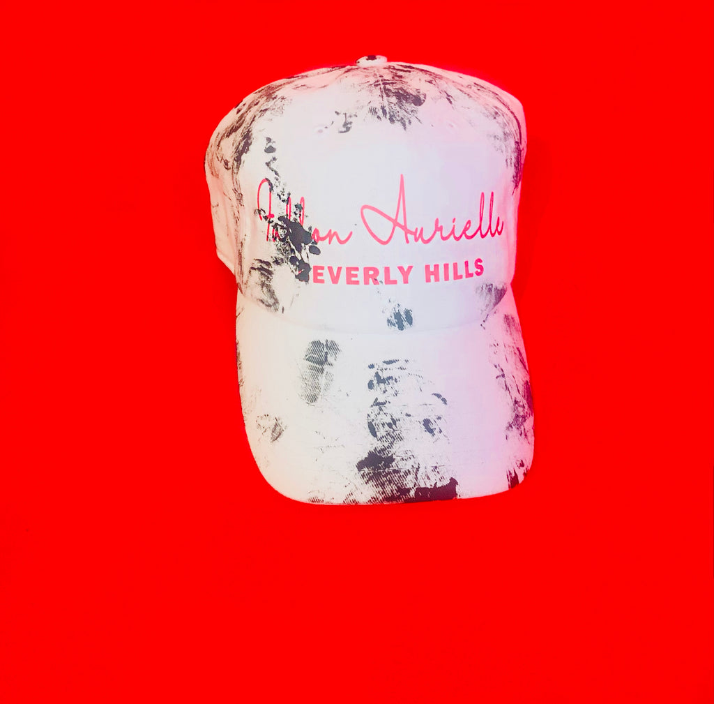 Fallon Aurielle Signature Beverly Hills Dad Hat (White, Red & Black)