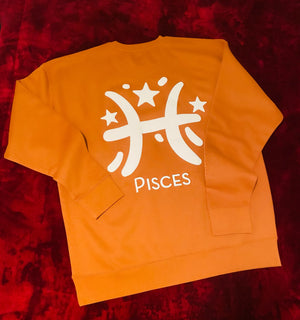 Fallon Aurielle Unisex Signature Pisces Logo & Name Zodiac Jogging Set (Burnt Orange & White)