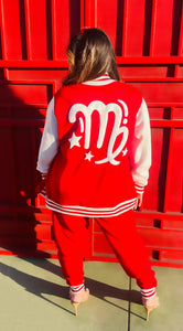 Fallon Aurielle Unisex Signature Virgo Zodiac Jacket Jogging Set (Red & White)