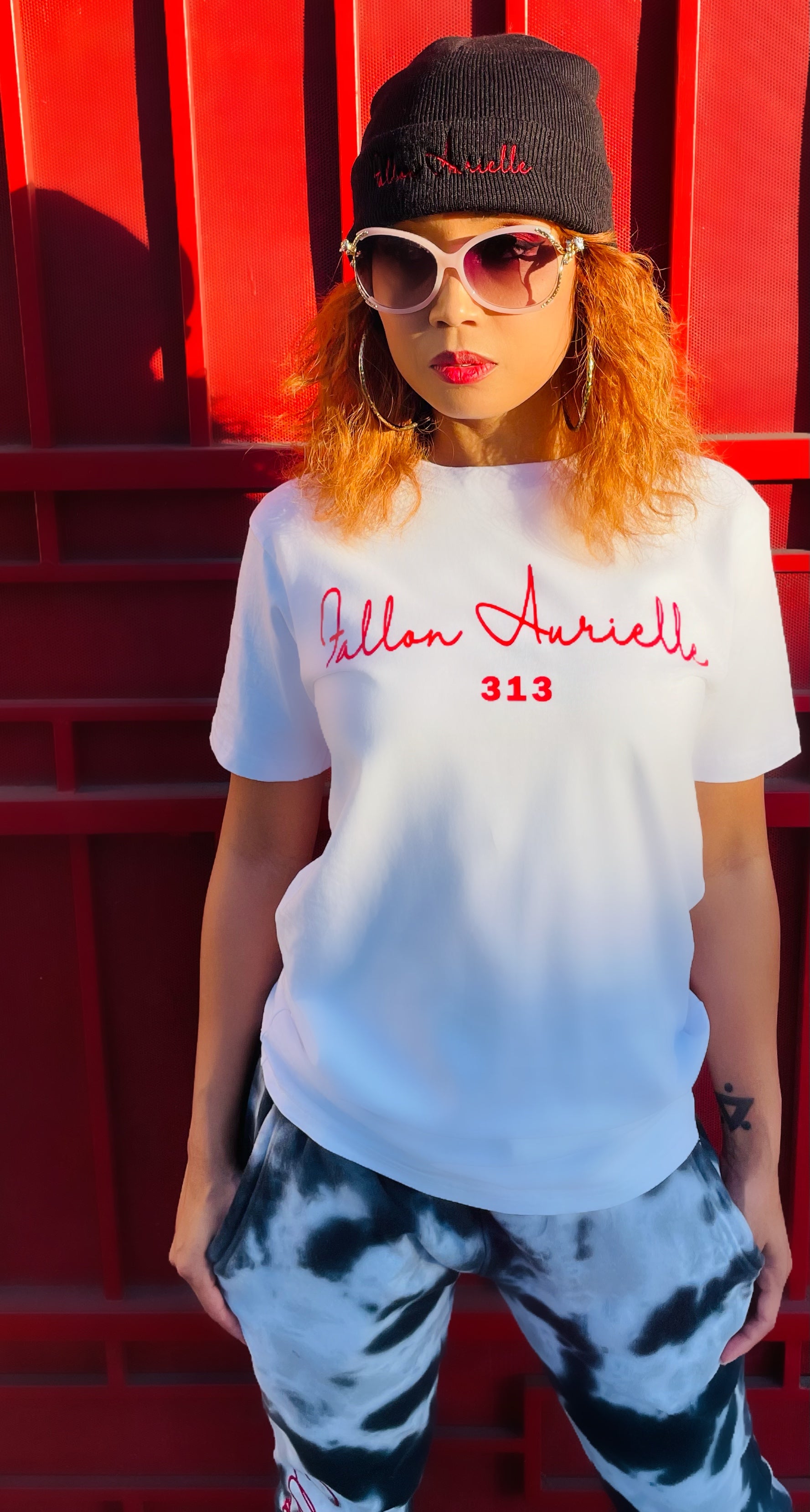 Fallon Aurielle Unisex Signature 313 Detroit Rep Yo Set Area Code T-Shirt (White & Red)