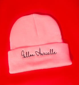 Fallon Aurielle Signature Beanie Hat (Baby Pink & Black)