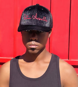 Fallon Aurielle Signature Velvet Trucker Snapback Hat (Black & Red)