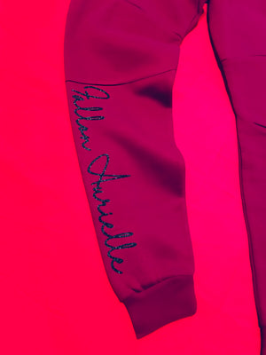 Fallon Aurielle Unisex Signature Slim Cut Joggers (Burgundy & Black Sparkle)