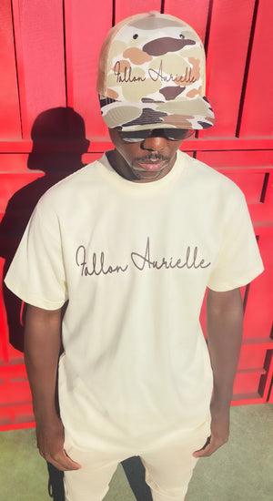 Fallon Aurielle Unisex Signature T-Shirt (Cream & Chocolate Brown)