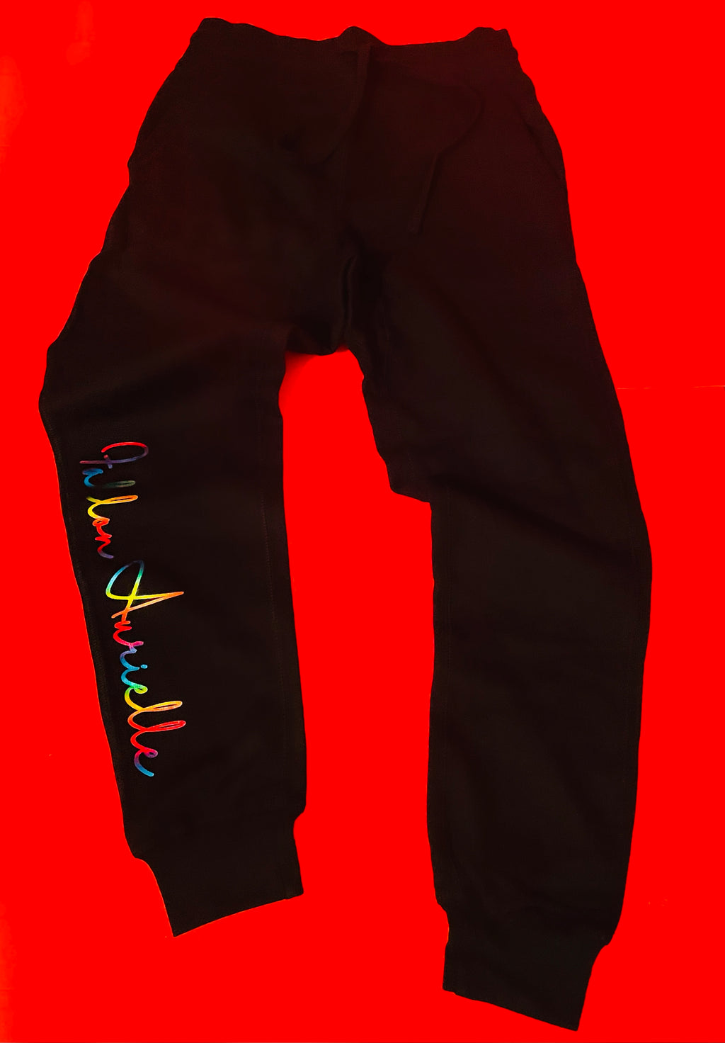 Fallon Aurielle Unisex Signature Rainbow Joggers (Black & Rainbow Multi)