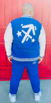Fallon Aurielle Unisex Signature Sagittarius Zodiac Jacket Jogging Set (Royal Blue & White)