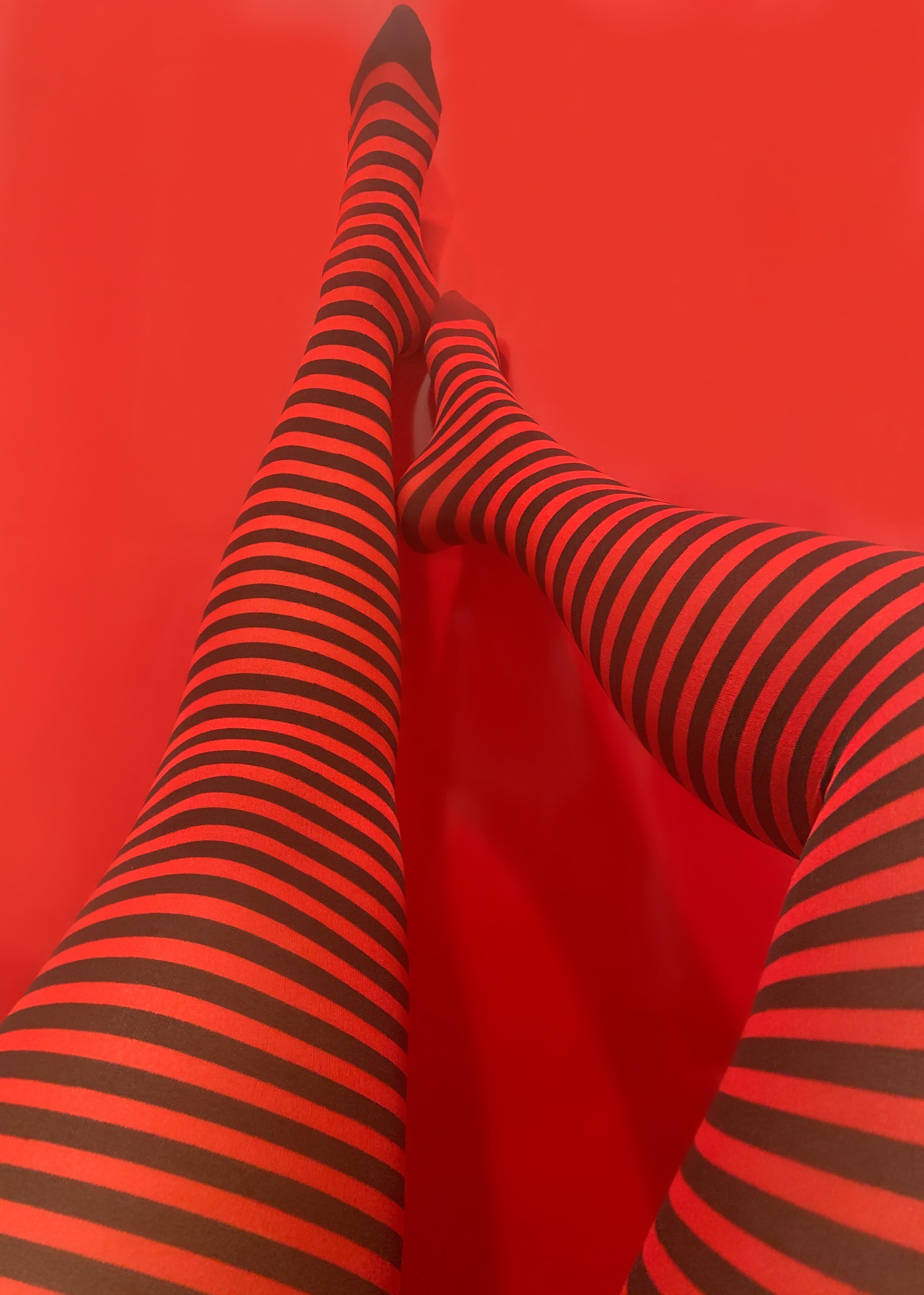 fallon aurielle red ring the alarm womans tights red and black